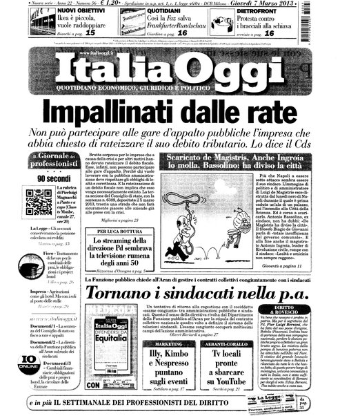 Italia oggi : quotidiano di economia finanza e politica